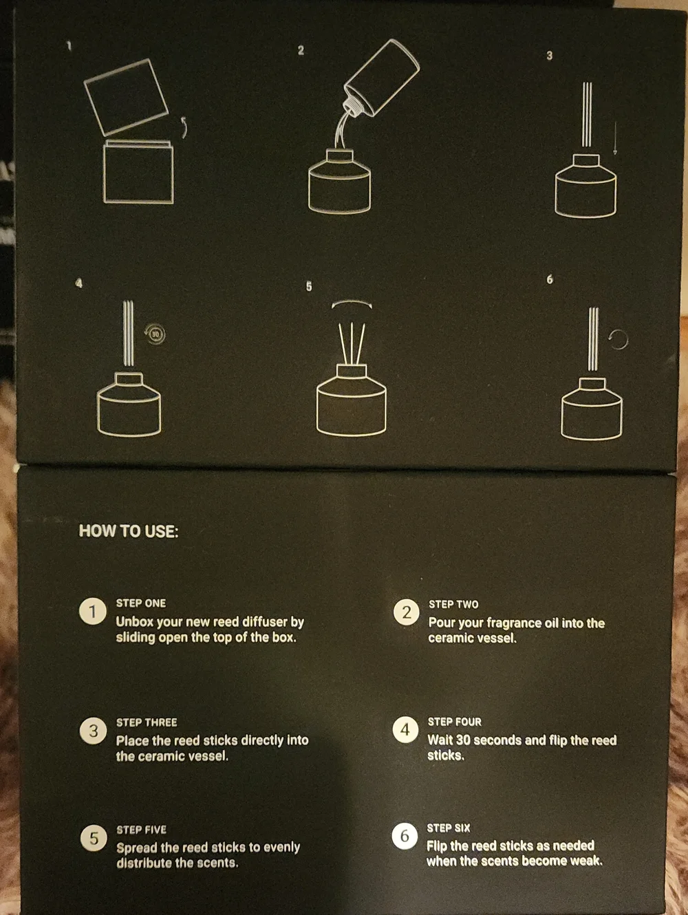 NIB Charcoal Ceramic Reed Diffuser - Scented Home Fragrance Set